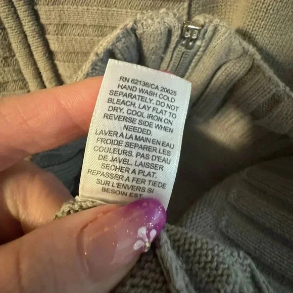 VTG Guess Textured Knit Button Zip Up Sweater Jacket XL Y2K Preppy Fall Neutral - Picture 10 of 12